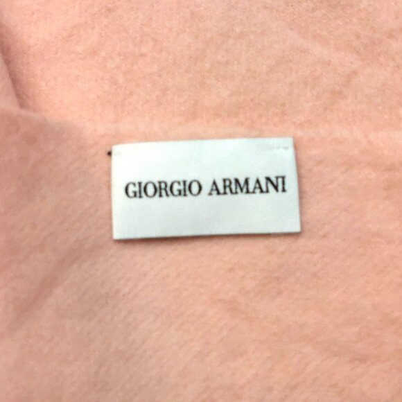 GIORGIO ARMANI Luxury Designer Vintage Logo Embroidered Light Pink Scarf - Picture 15 of 16